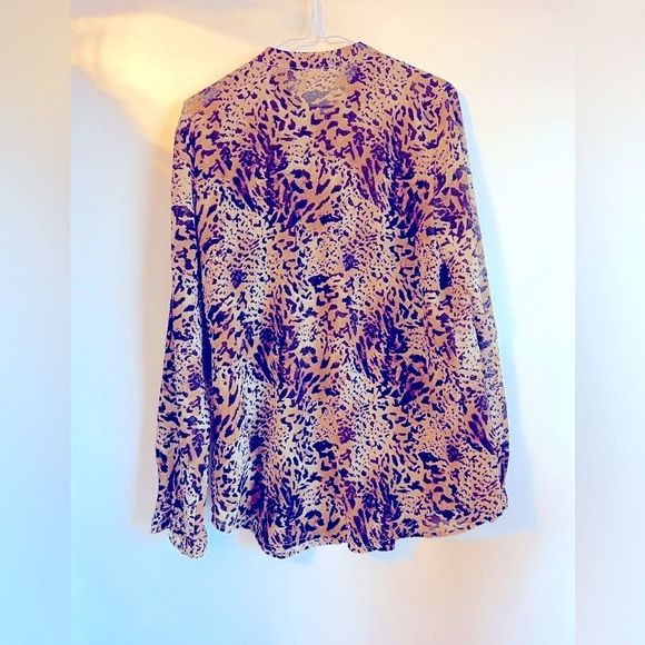 4/$20 $5 Bundle Item! Jones New York Textured Animal Print Blouse Sz Med Lrg - Picture 3 of 4